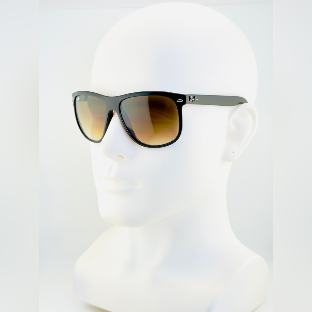 Ray-Ban Boyfriend Sunglasses RB4147 Polished Black On Brown Square Gradient lens